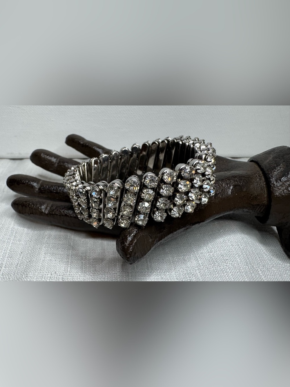 Vintage Rhinestone Accordion Stretch Bracelet